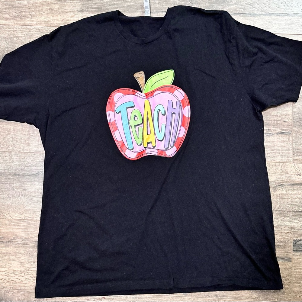 Next Level Apparel Black Tee with Apple Teach Design